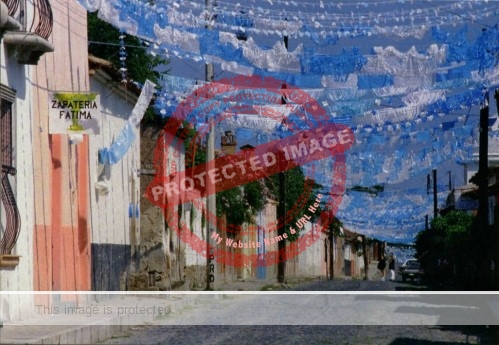 Postcard photograph, "Street Decorations" (Ajijic) by Jack Weatherington and José Hinojosa