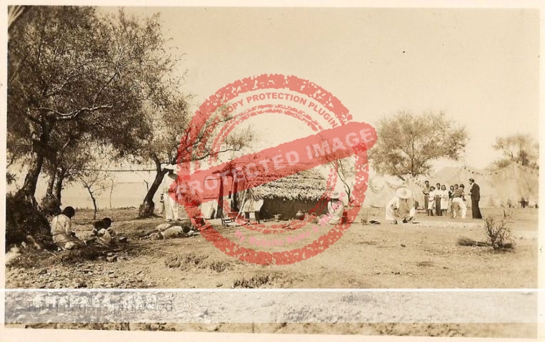 Early postcard of Lake Chapala showing typical fishermen's huts
