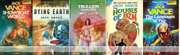 Selection of covers of books by Jack Vance