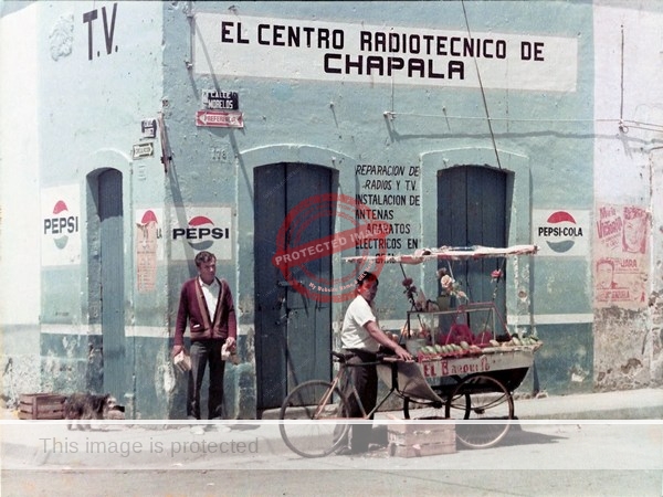 Bert Miller. ca 1973. Street corner in Chapala.