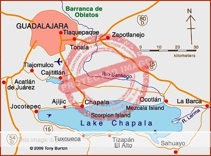 Lake Chapala map; all rights reserved