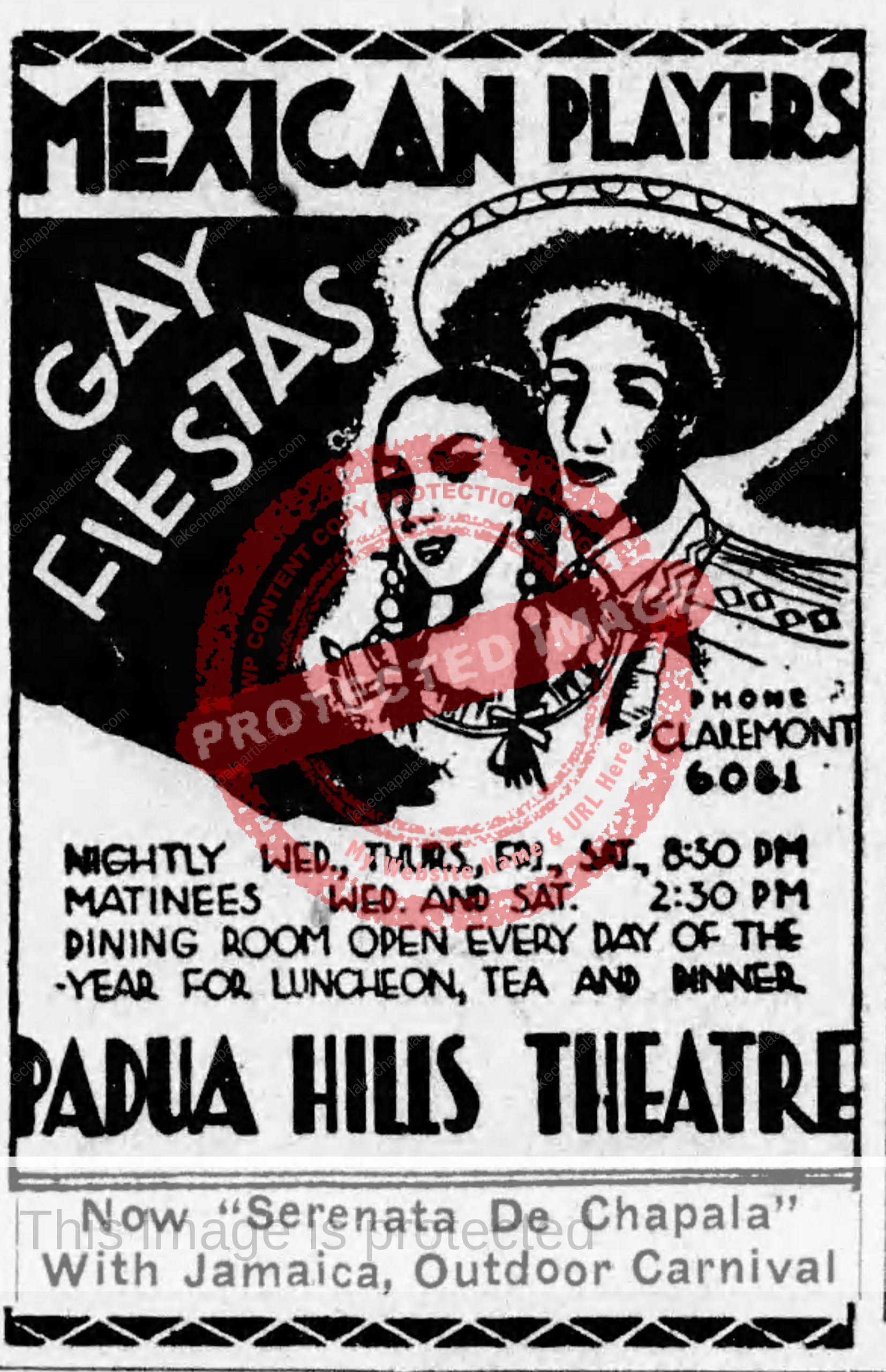 Ad for "Serenata de Chapala (Redlands Daily Facts, 2 Aug 1939)