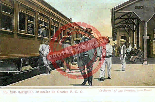 Ocotlán Railroad Station, c. 1905. Published by La Joyita.