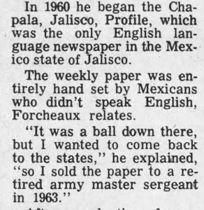 Excerpt from 1967 article about Forcheaux