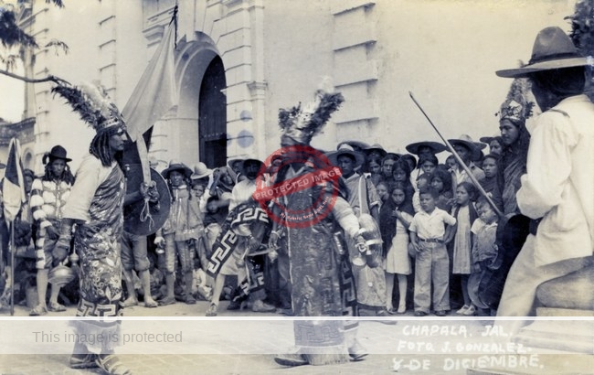 Jesús González. c 1940? Folk dancing on 8 December in front of parish church.