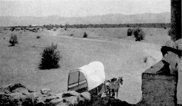 The gentle swells of Lake Chapala reached the wall and rocks seen here. Now only the lake bottom is visible as far as the eye can see, and this is steadily getting drier and dustier. (Meccano Magazine, December 1956)