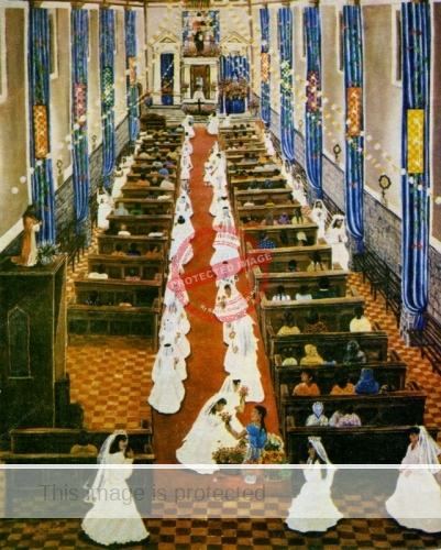 Victoria Corona Vega. Ofreciendo flores a la Virgen, San-Antonio